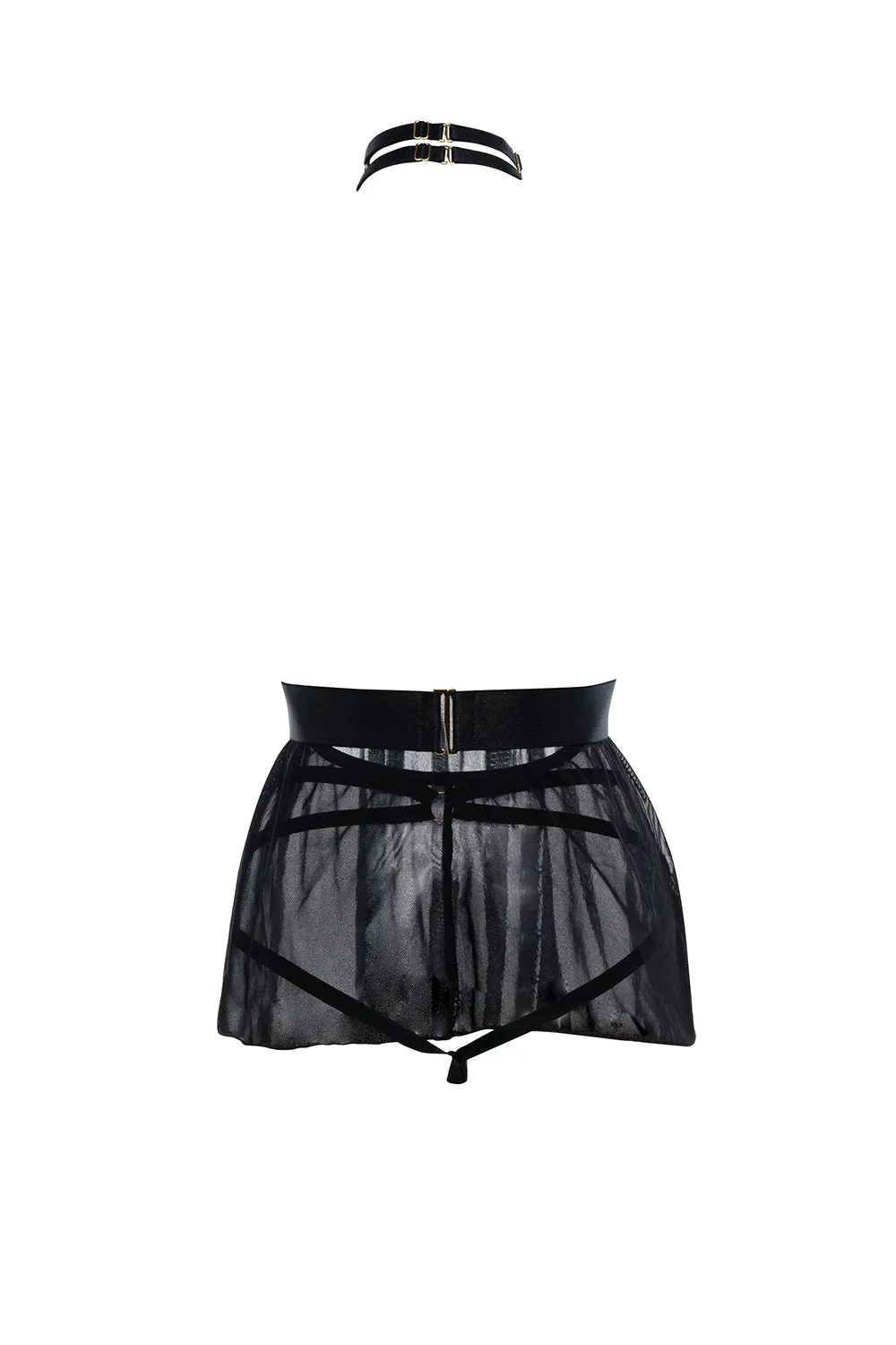 Allure Adore Be My Baby Sheer Mesh Harness Babydoll & Open Panty Black One Size