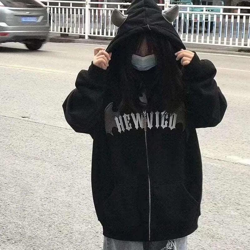 Devil Wings Gothic Zipper Hoodies