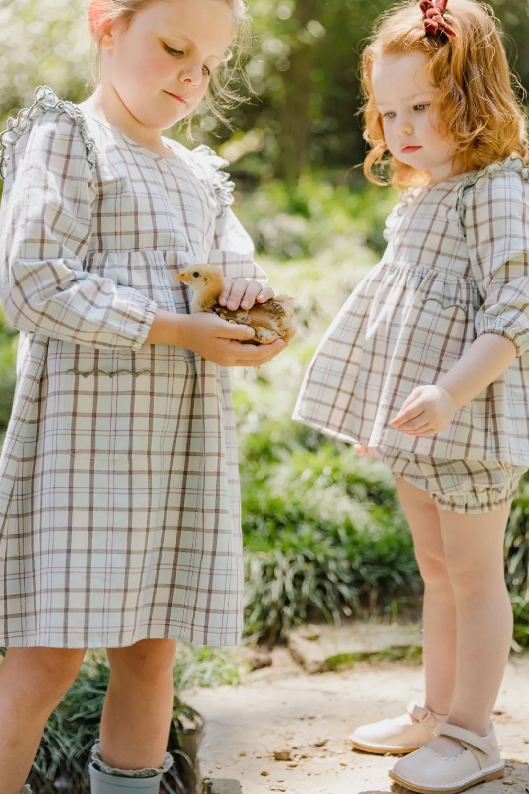 Kate Baby Set in Powder Plaid