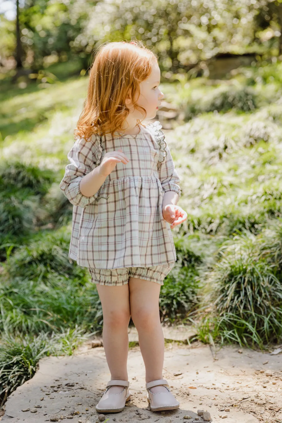 Kate Baby Set in Powder Plaid