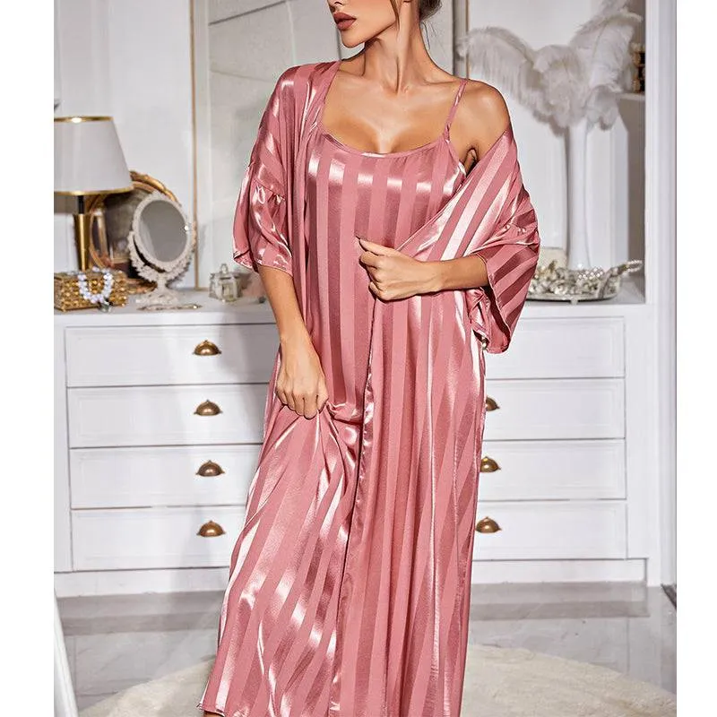 Long-sleeved Suspender two-piece Nightgown Loungewear