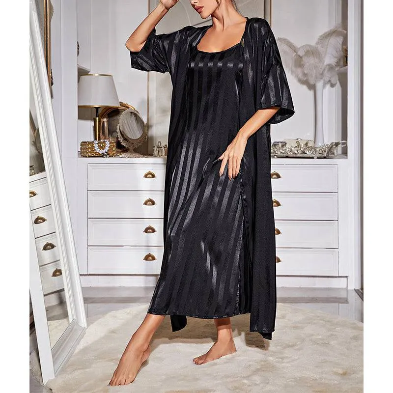 Long-sleeved Suspender two-piece Nightgown Loungewear