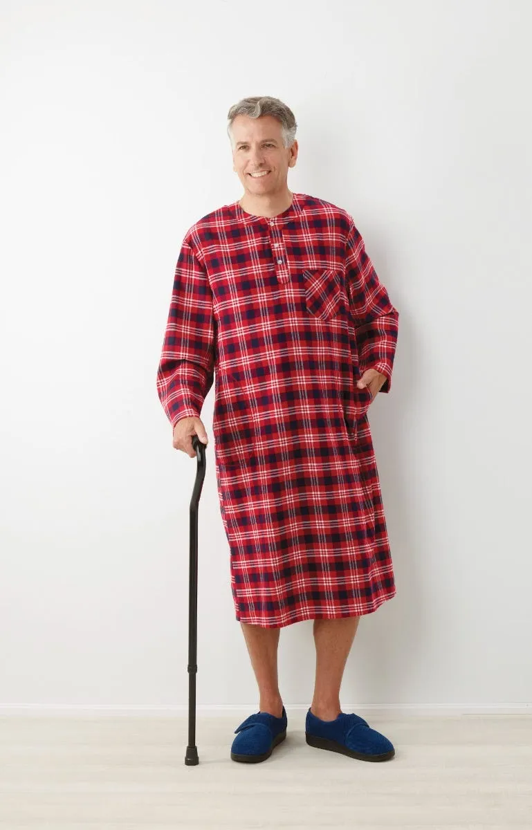 Men's Open Back No Peek Flannel Nightgown