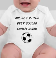 My dad is the best soccer coach baby tee - soccer dad gift - soccer dad baby shower - soccer coach baby shower - coach baby shower gift