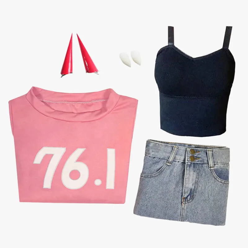 Power 76.1 Pink Sweatshirt and Shorts Cosplay Set Chainsaw Man