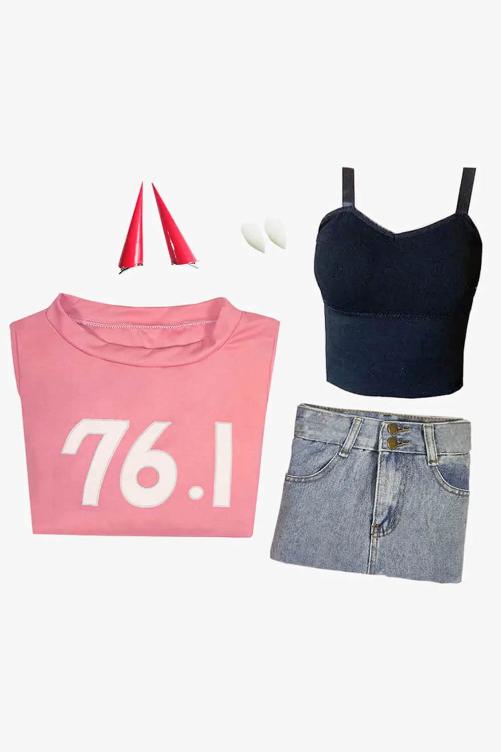 Power 76.1 Pink Sweatshirt and Shorts Cosplay Set Chainsaw Man