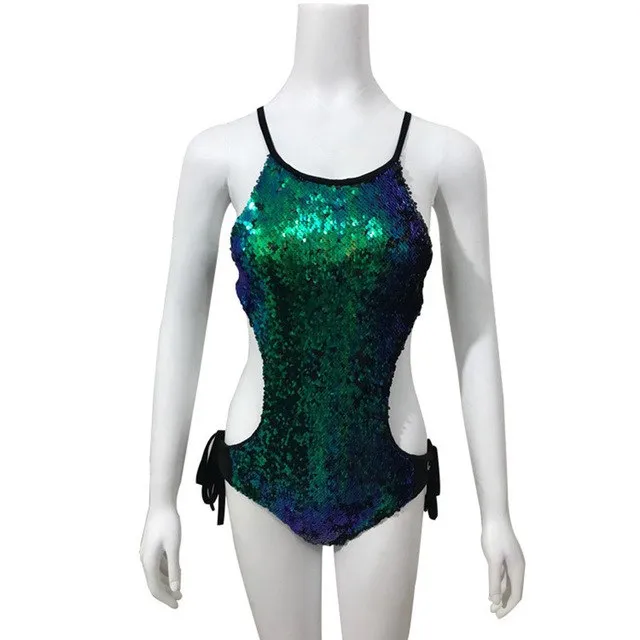 Sequined Backless Bodysuit