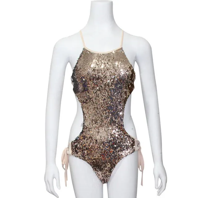 Sequined Backless Bodysuit