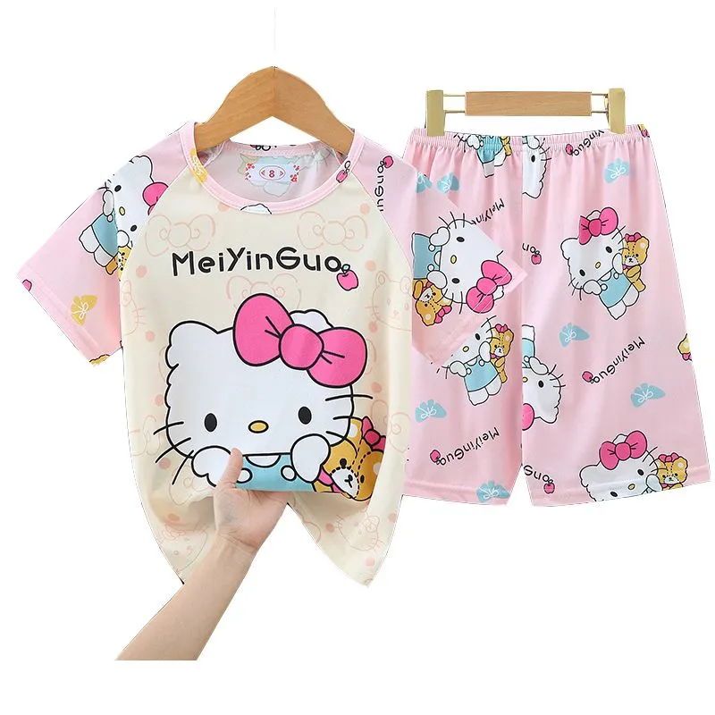 Summer Children's Pajamas Sets Cinnamoroll Kuromi Milk Silk Pajamas  542257