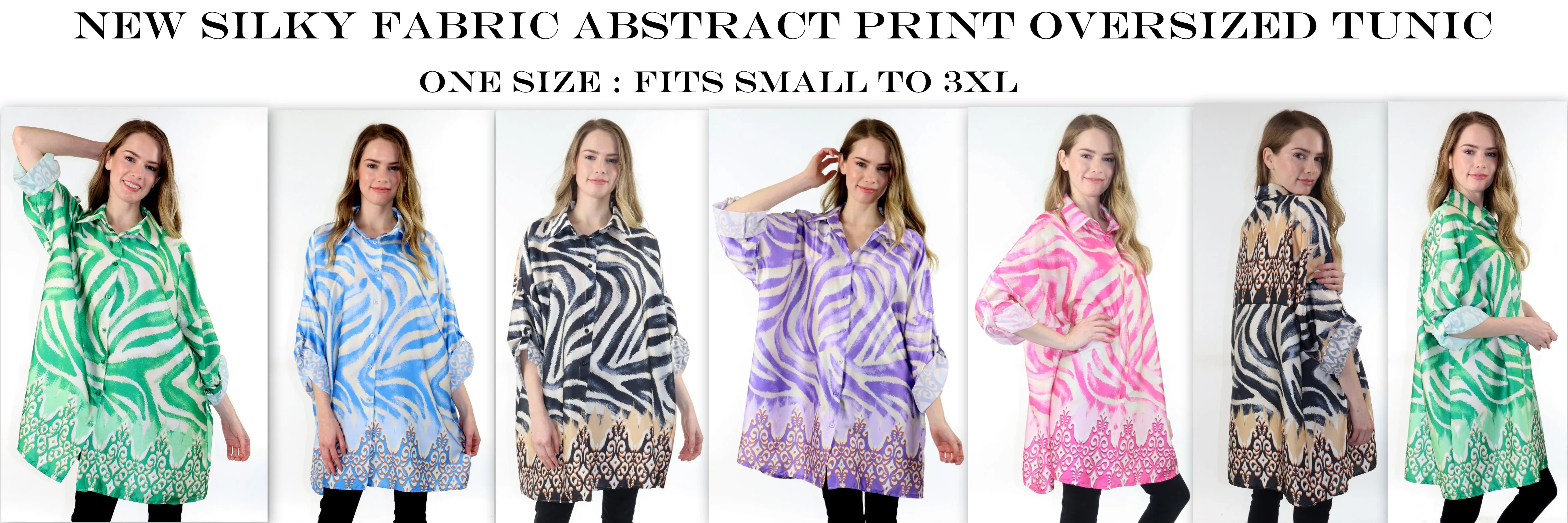 Womens Oversized Baggy Button Down Digital Swirl Print Shirt Blouse Tunic Top with Collar | One Size Fits All